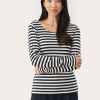 Tops PART TWO | Fanneyspw Langermet T-Skjorte Dark Navy Stripe