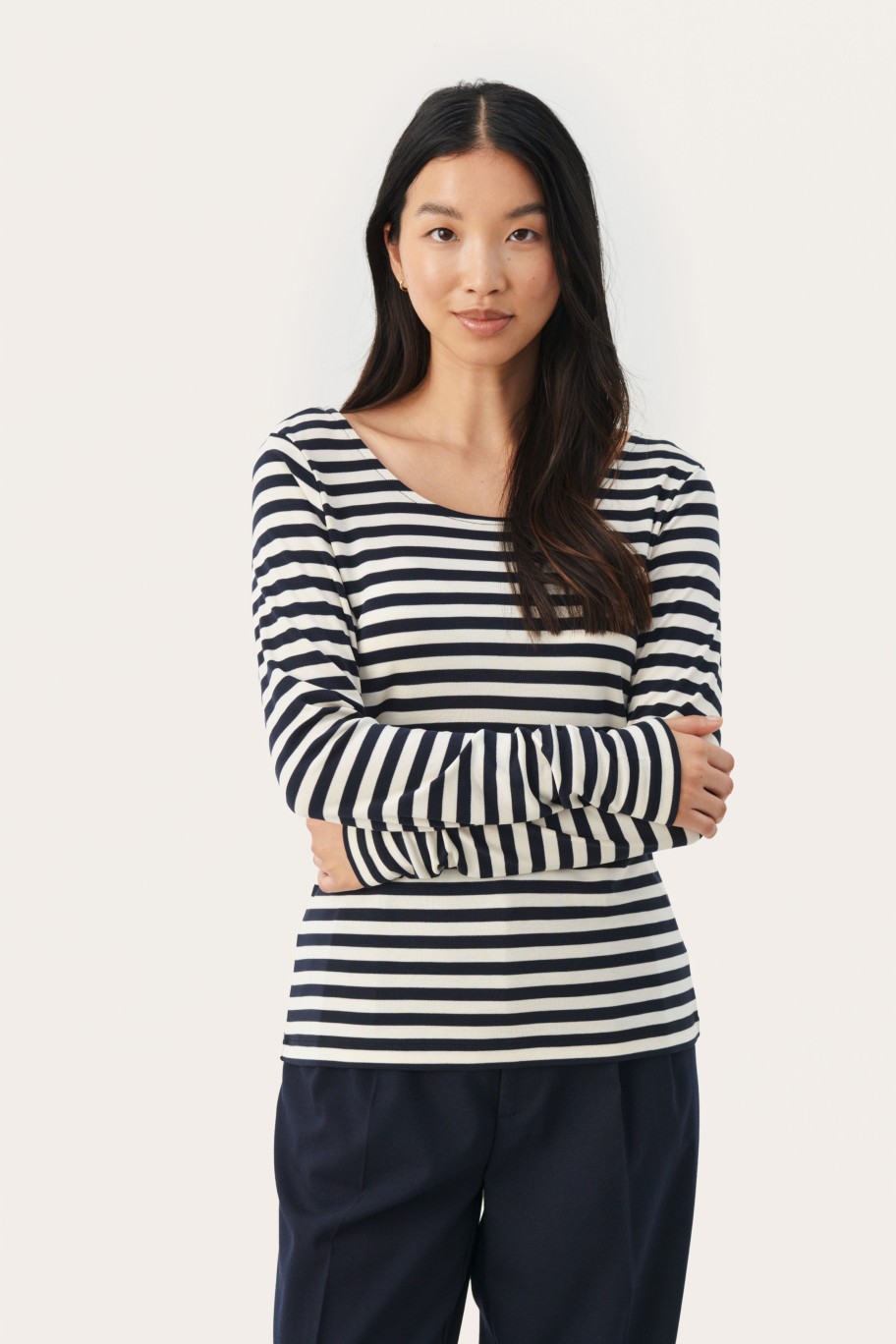 Tops PART TWO | Fanneyspw Langermet T-Skjorte Dark Navy Stripe