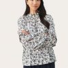 Tops PART TWO | Florrapw Bluse Med Volanger Dark Navy Stencil Flower