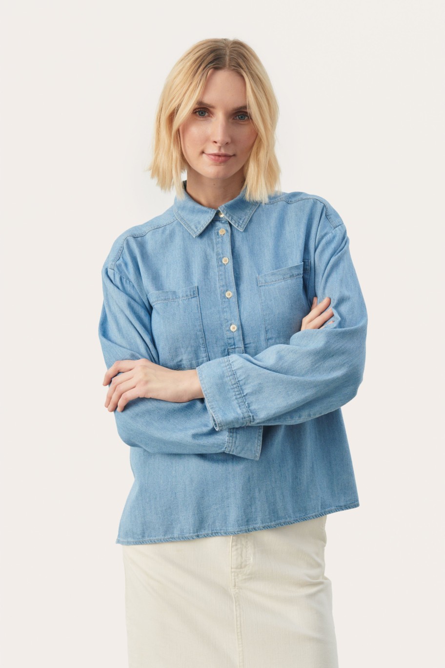 Tops PART TWO | Emmarosepw Denimskjorte Light Blue Denim