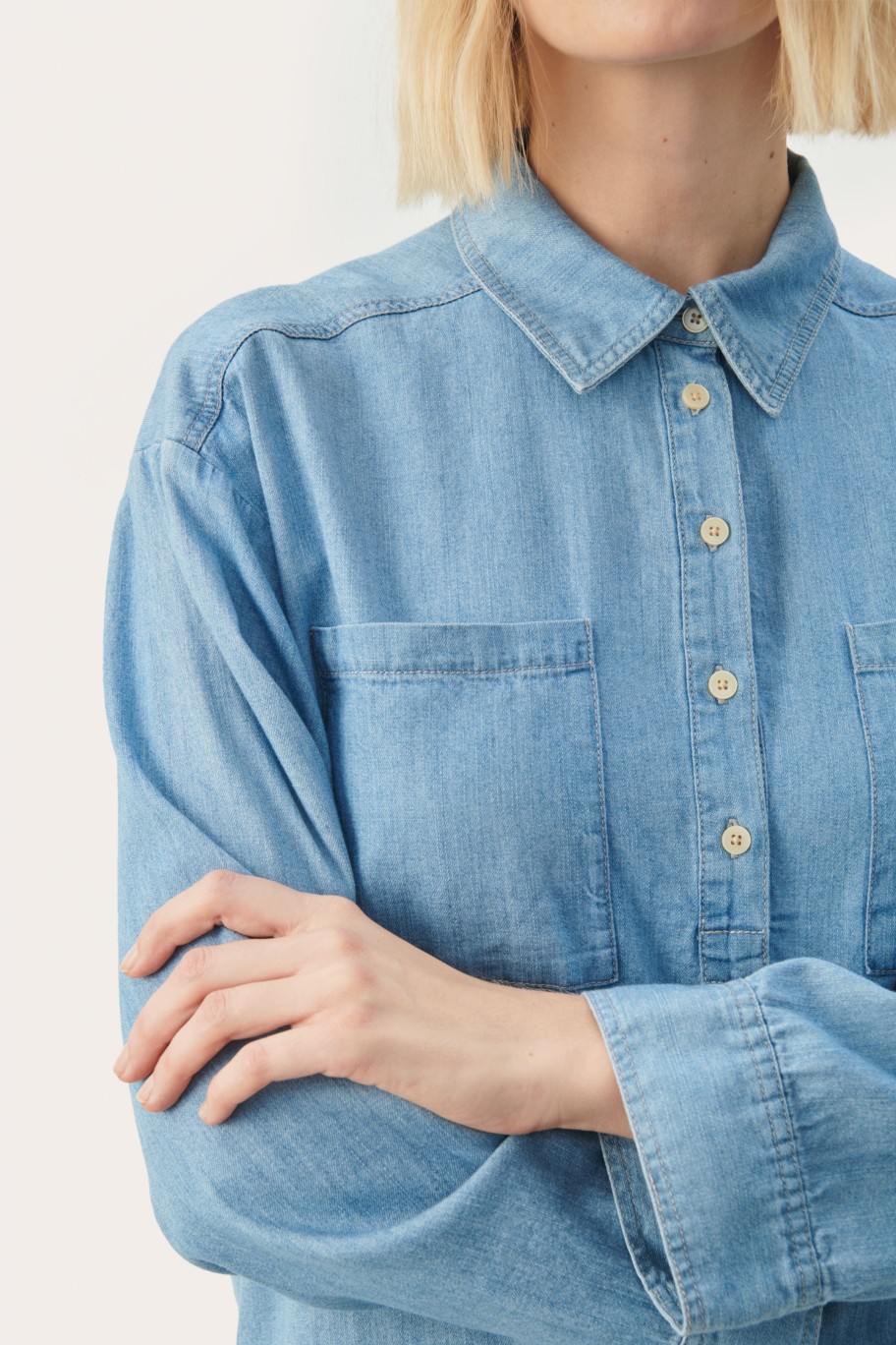 Tops PART TWO | Emmarosepw Denimskjorte Light Blue Denim