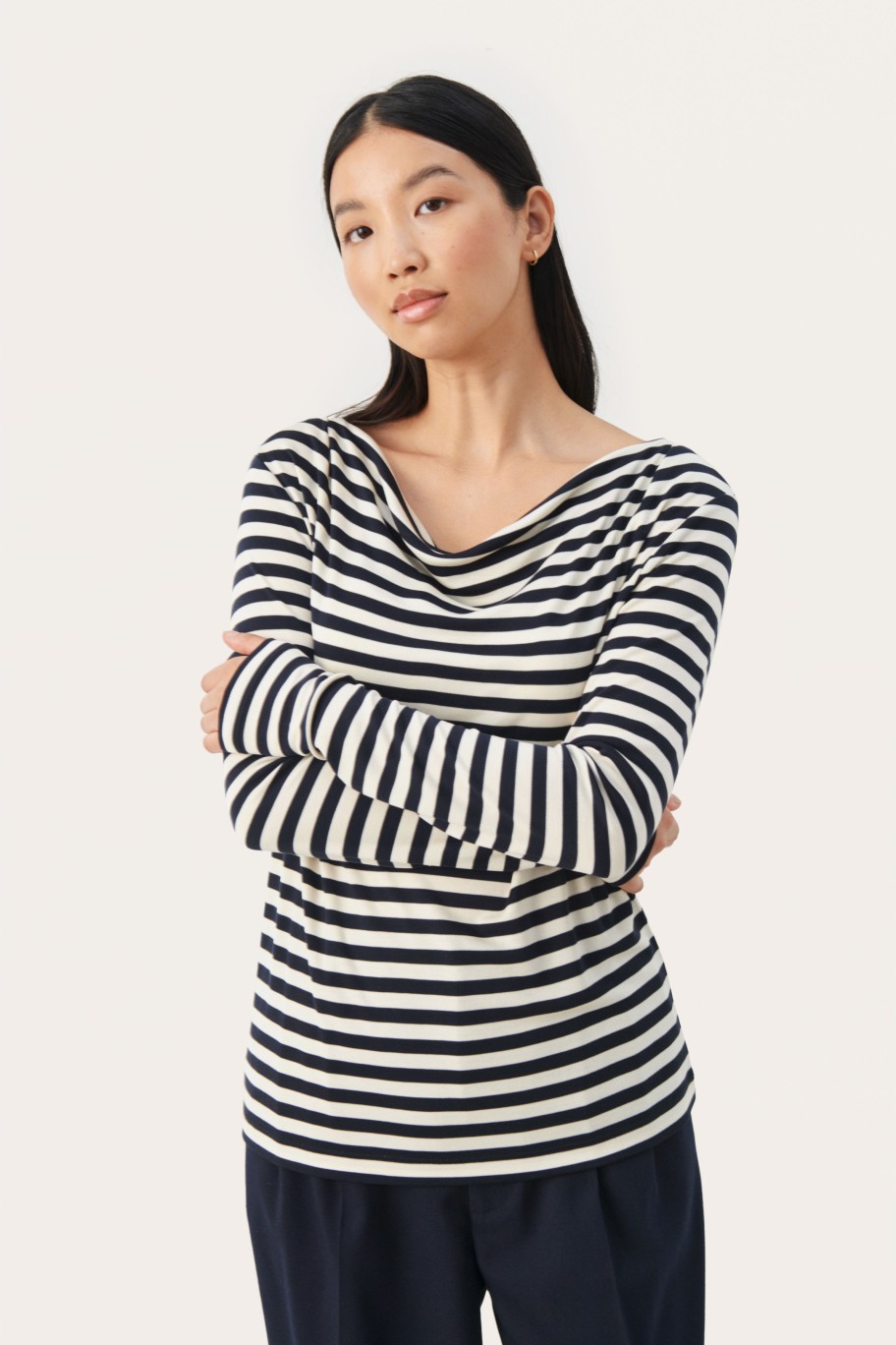 Tops PART TWO | Falishapw Langermet Bluse Dark Navy Stripe