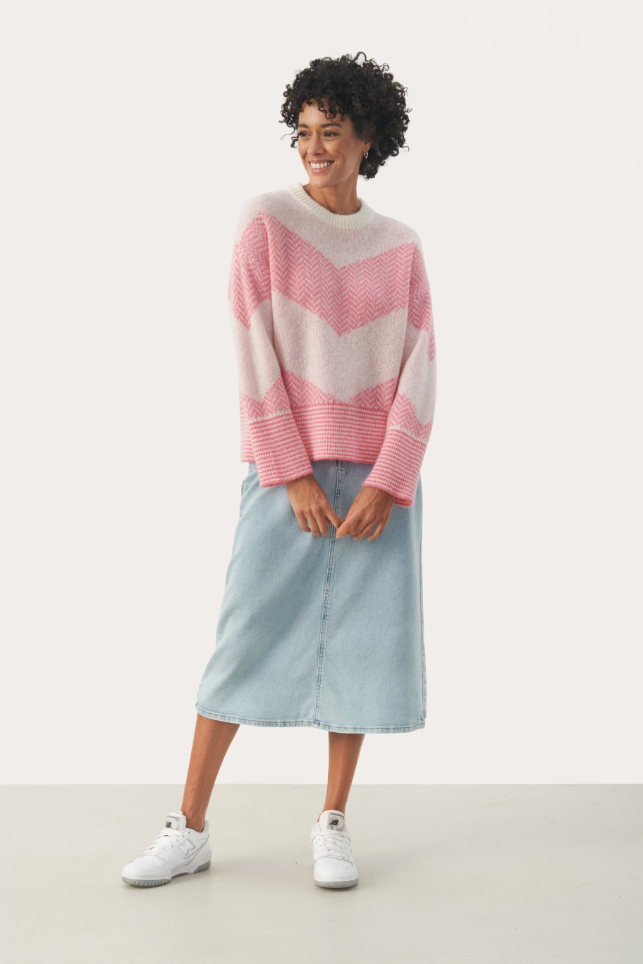 Tops PART TWO | Elektrapw Strikket Genser Pink Herringbone Stripe